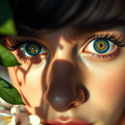 A close-up portrait of a person's face highlighting their striking eyes