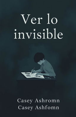 A minimalist and dark book cover featuring a teenage character with a troubled expression, sitting at a desk