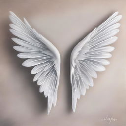 This is a monochromatic pastel drawing featuring a pair of wings