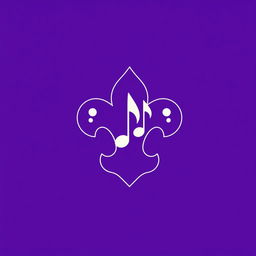 A logo design featuring the scout emblem, integrated with musical notes, in a predominant purple color scheme