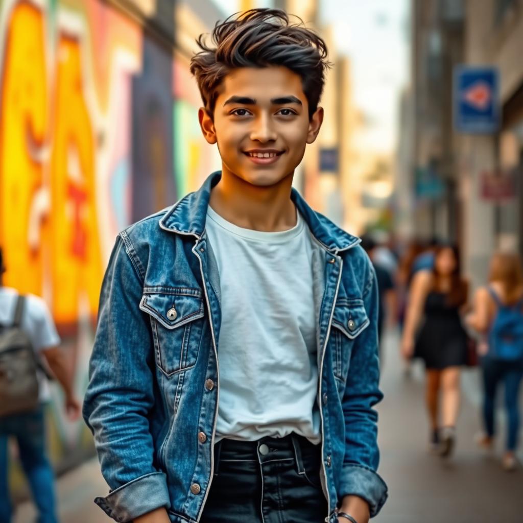 A captivating portrait of a young man, named Murtaza, standing in an urban setting