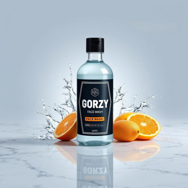 A digitally manipulated advertisement for a men's face wash product named 'Gorzy'