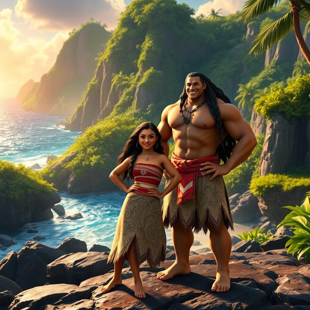 A realistic live-action interpretation of Moana, featuring Dwayne Johnson as Maui and Zendaya as Moana