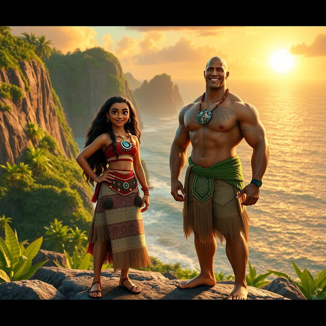 A realistic live-action interpretation of Moana, featuring Dwayne Johnson as Maui and Zendaya as Moana