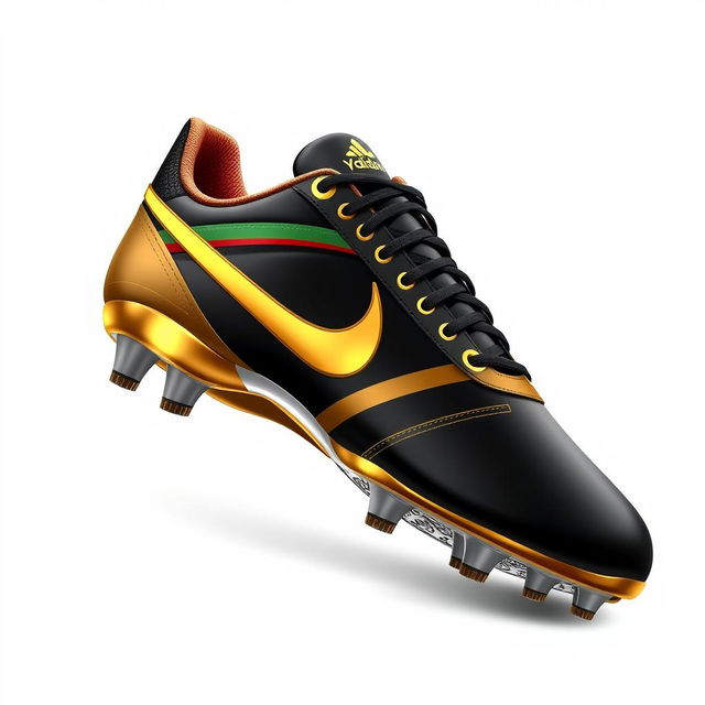 A detailed depiction of a soccer stock shoe, showcasing luxurious design elements