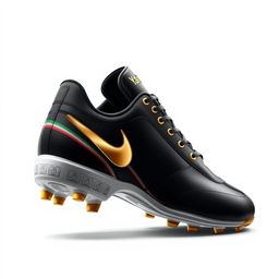 A detailed depiction of a soccer stock shoe, showcasing luxurious design elements