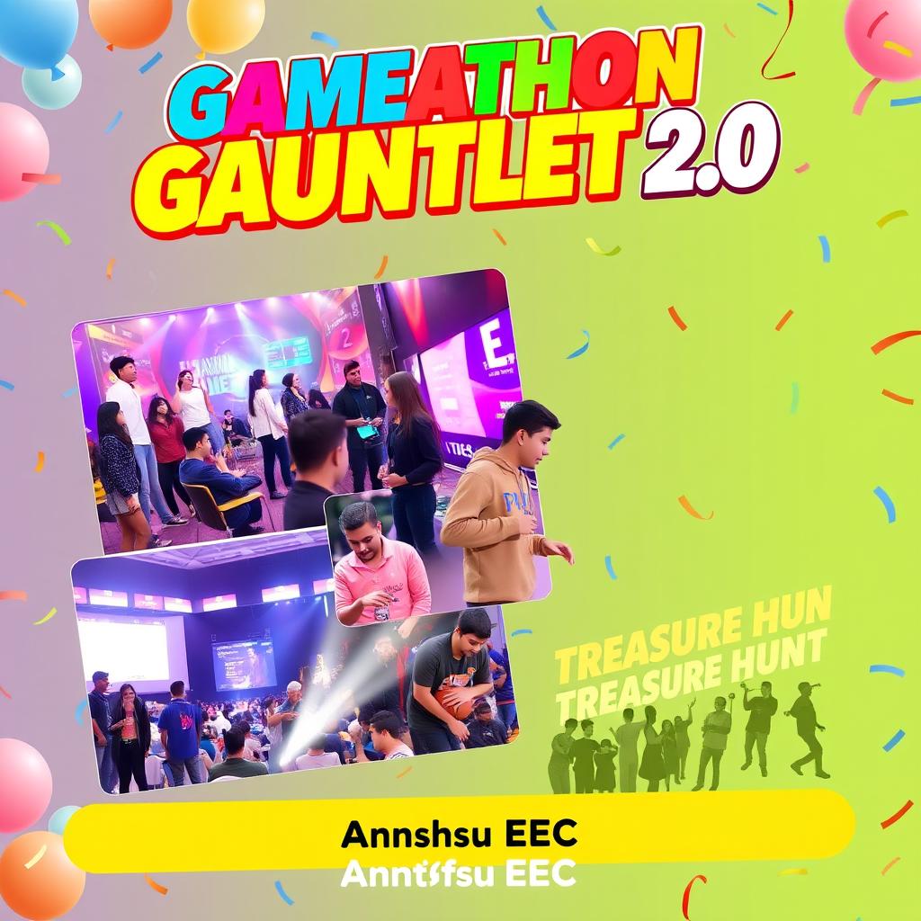 A vibrant digital poster for an event named 'Gameathon Gauntlet 2