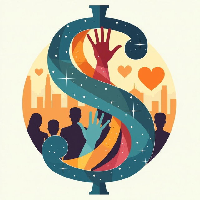 A stylized representation of a 'Social Capital Dollar', an innovative currency symbolizing social connections and community engagement