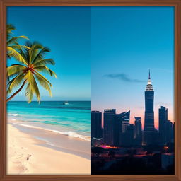 A visually striking composition of two contrasting photos placed side by side