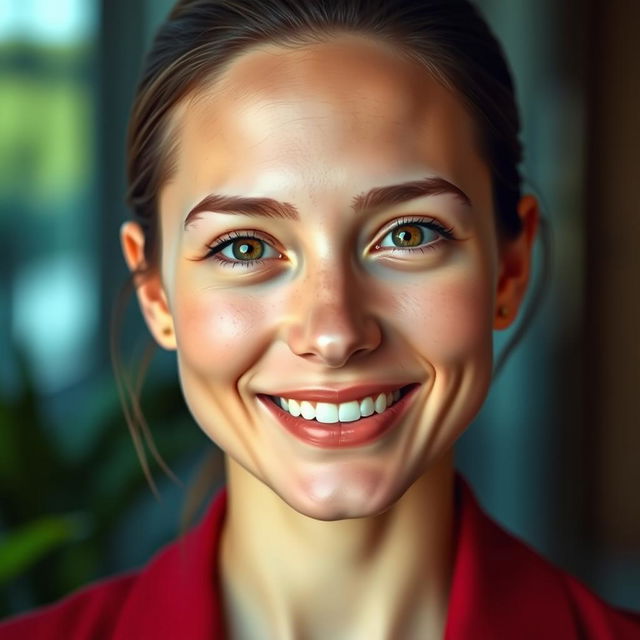 A digitally enhanced portrait of a person with a brighter complexion, improved facial symmetry, and a more defined jawline