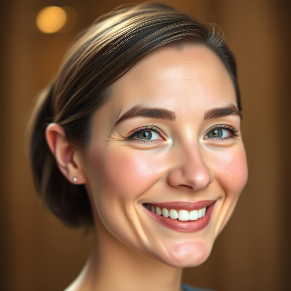 A digitally enhanced portrait of a person with a brighter complexion, improved facial symmetry, and a more defined jawline