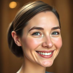 A digitally enhanced portrait of a person with a brighter complexion, improved facial symmetry, and a more defined jawline