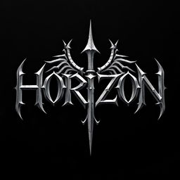 A striking metal band logo featuring the word 'HORIZON' designed in a detailed gothic font