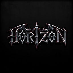 A striking metal band logo featuring the word 'HORIZON' designed in a detailed gothic font
