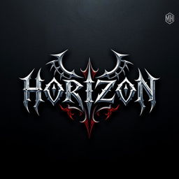 A striking metal band logo featuring the word 'HORIZON' designed in a detailed gothic font