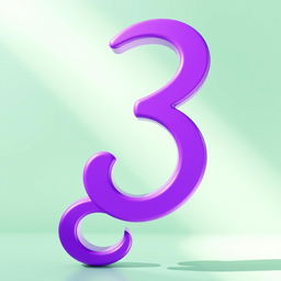 A large and vibrant number three (3) in a smooth, stylish purple color, set against a bright and cheerful background
