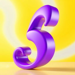 A large and vibrant number three (3) in a smooth, stylish purple color, set against a bright and cheerful background