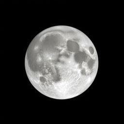 A stunning, luminous full moon shining brightly in a deep black night sky, surrounded by twinkling stars