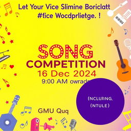 A vibrant poster for a song competition taking place at GMU Quadrangle