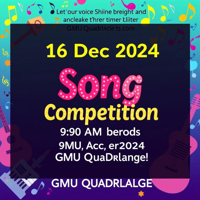 A vibrant poster for a song competition taking place at GMU Quadrangle