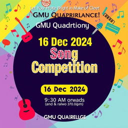 A vibrant poster for a song competition taking place at GMU Quadrangle