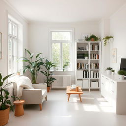 A serene and organized room showcasing a decluttered space