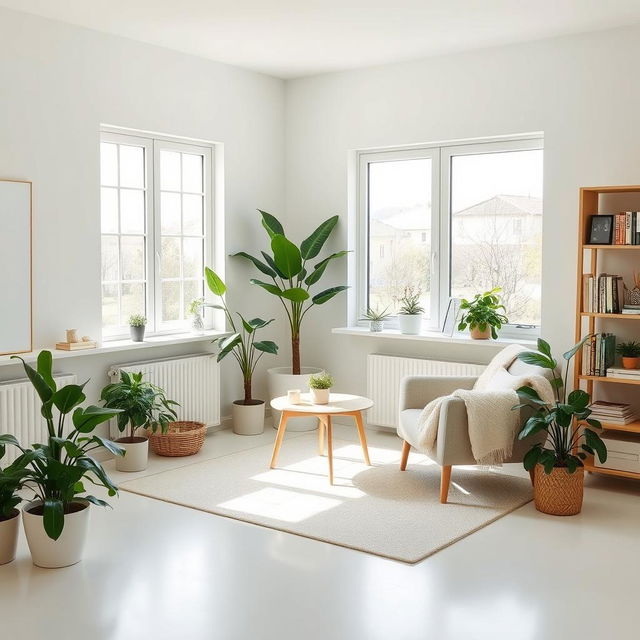 A serene and organized room showcasing a decluttered space