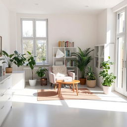 A serene and organized room showcasing a decluttered space