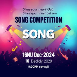 A vibrant and eye-catching poster design for a song competition, featuring the venue 'GMU Quadrangle'