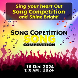 A vibrant and eye-catching poster design for a song competition, featuring the venue 'GMU Quadrangle'