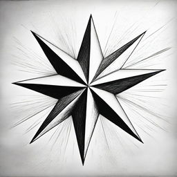 A black and white, high-quality pencil drawing showcasing a star