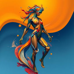 An artistic representation of a human figure made with abstract shapes and forms, showcasing intricate details and textures
