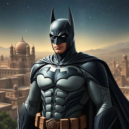 A superhero character inspired by Batman but with distinct Iranian features