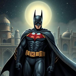 A superhero character inspired by Batman but with distinct Iranian features