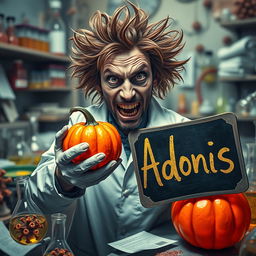 A vibrant and poignant image of a disheveled virus scientist in a chaotic laboratory, surrounded by various viral petri dishes and scientific equipment