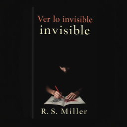 A minimalist and dark book cover featuring a teenage character who embodies the theme of schizophrenia, intensely drawing macabre and terrifying images