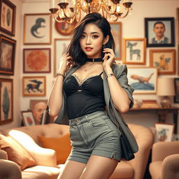 A stunning portrayal of Marin Kitagawa, a fashionable and charismatic character known for her trendy outfits and vibrant personality