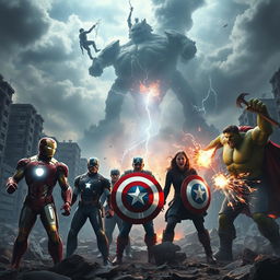 A gripping scene featuring the Avengers preparing for a catastrophic battle against an overwhelming enemy during a doomsday event
