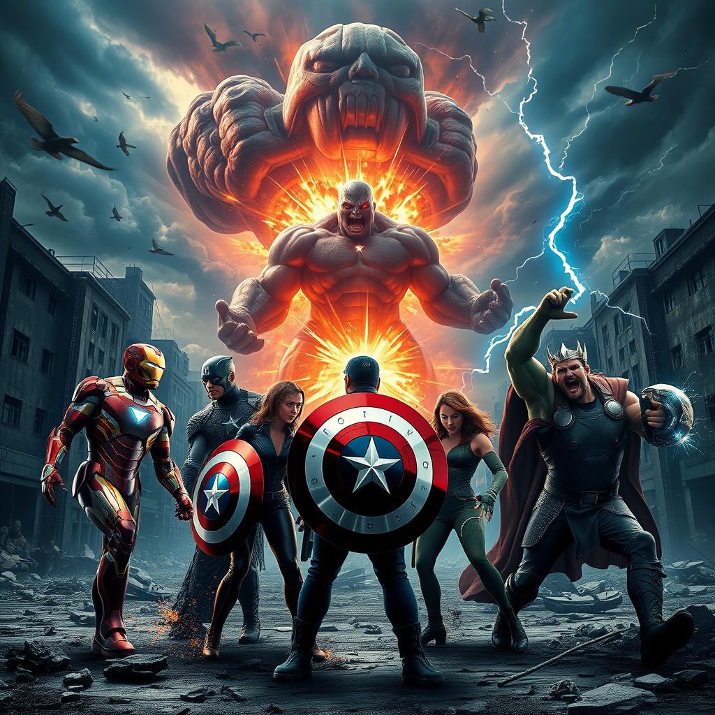 A gripping scene featuring the Avengers preparing for a catastrophic battle against an overwhelming enemy during a doomsday event