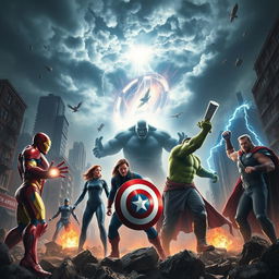 A gripping scene featuring the Avengers preparing for a catastrophic battle against an overwhelming enemy during a doomsday event