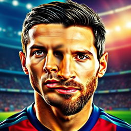 An artistic and creative digital fusion of the faces of Cristiano Ronaldo and Lionel Messi, seamlessly merging their features into one captivating image