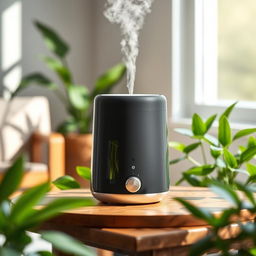 A high-quality commercial photograph of an Aroma ultrasonic cold mist maker