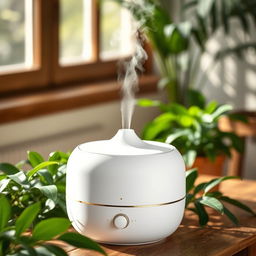 A high-quality commercial photograph of an Aroma ultrasonic cold mist maker