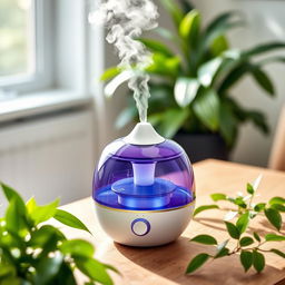 A high-quality commercial photograph of an Aroma ultrasonic cold mist maker