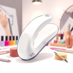 A highly detailed 3D sketch of a nail buffer used in nail care, showcasing its ergonomic design and multi-functional features