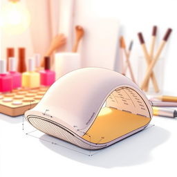 A highly detailed 3D sketch of a nail buffer used in nail care, showcasing its ergonomic design and multi-functional features