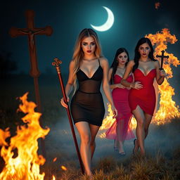 A sexy, sweet, innocent, thin-faced, beautiful 18-year-old girl with long blonde hair, large round soft breasts, a soft round pot belly, ultra-wide soft fat round hips, large round thighs, and thick round legs, adorned with very bright face makeup that includes bright frosted pastel blue eye shadow, thick black eyeliner, thick black mascara, and bright red lipstick, crying tears