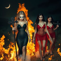 A sexy, sweet, innocent, thin-faced, beautiful 18-year-old girl with long blonde hair, large round soft breasts, a soft round pot belly, ultra-wide soft fat round hips, large round thighs, and thick round legs, adorned with very bright face makeup that includes bright frosted pastel blue eye shadow, thick black eyeliner, thick black mascara, and bright red lipstick, crying tears