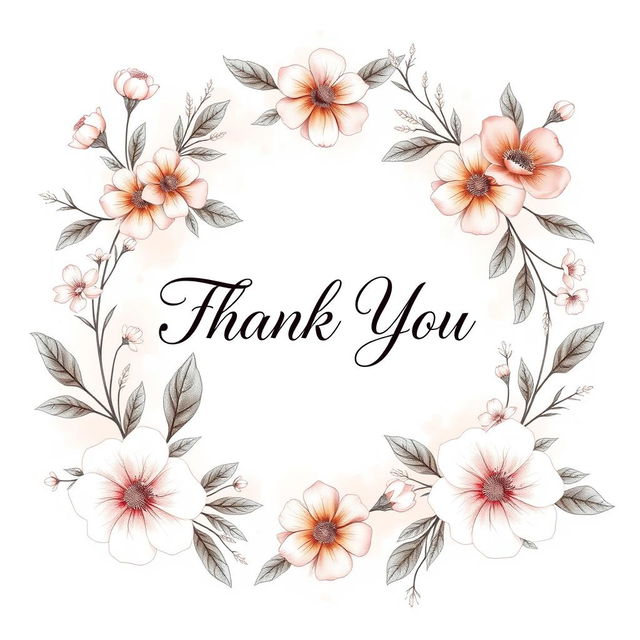 A beautifully designed thank you card, featuring elegant floral patterns and soft pastel colors