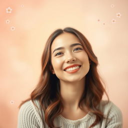 A beautifully designed wallpaper featuring a warm and inviting background that enhances the photo of a lovely woman